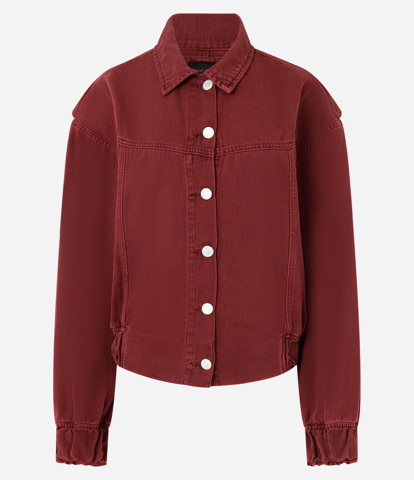 Jaqueta Over em Jeans com Recorte frontal Bordô 5