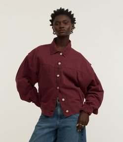 Jaqueta Over em Jeans com Recorte frontal