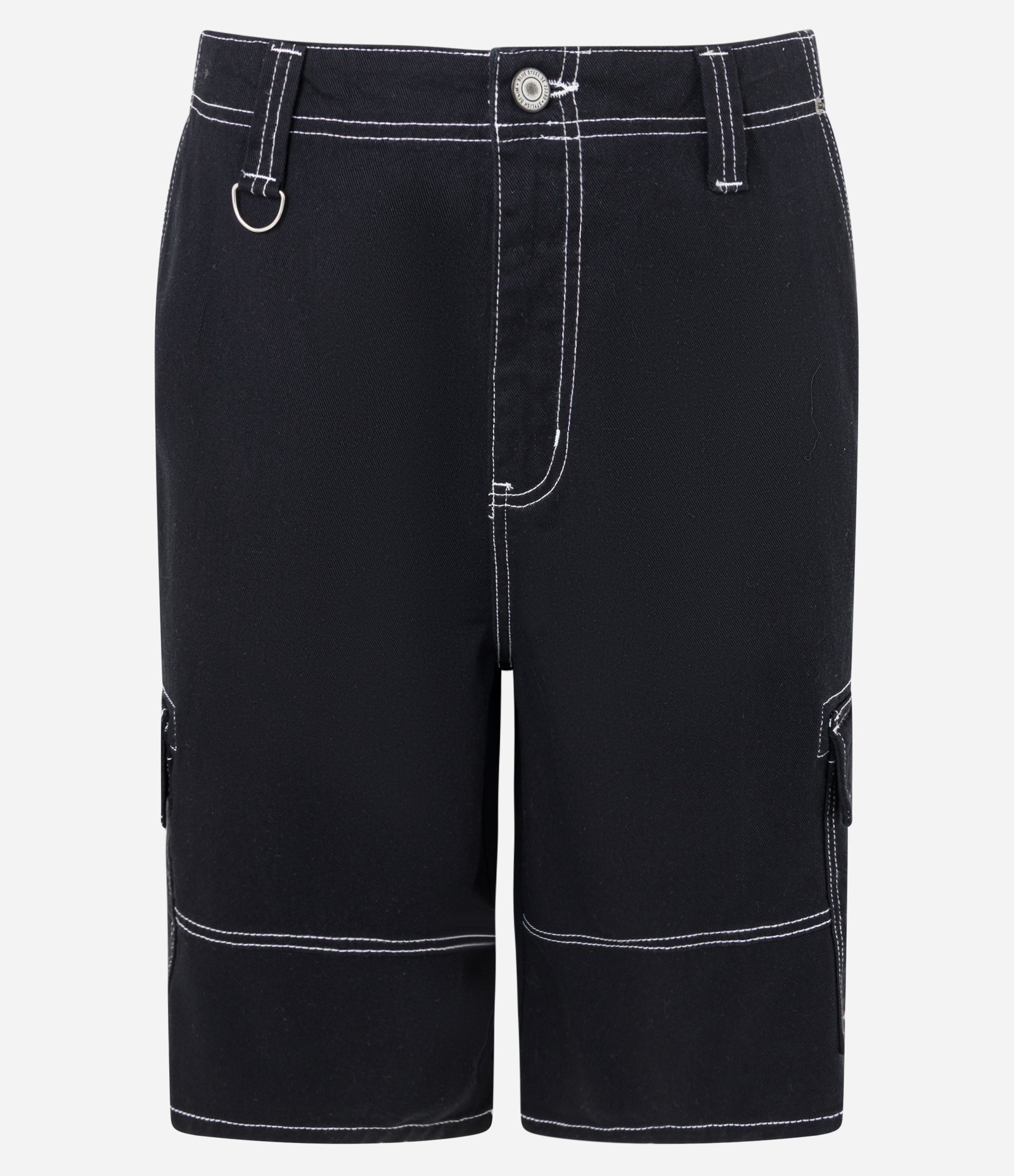 Bermuda Cargo Baggy em Sarja com Pesponto Contrastante Azul 6