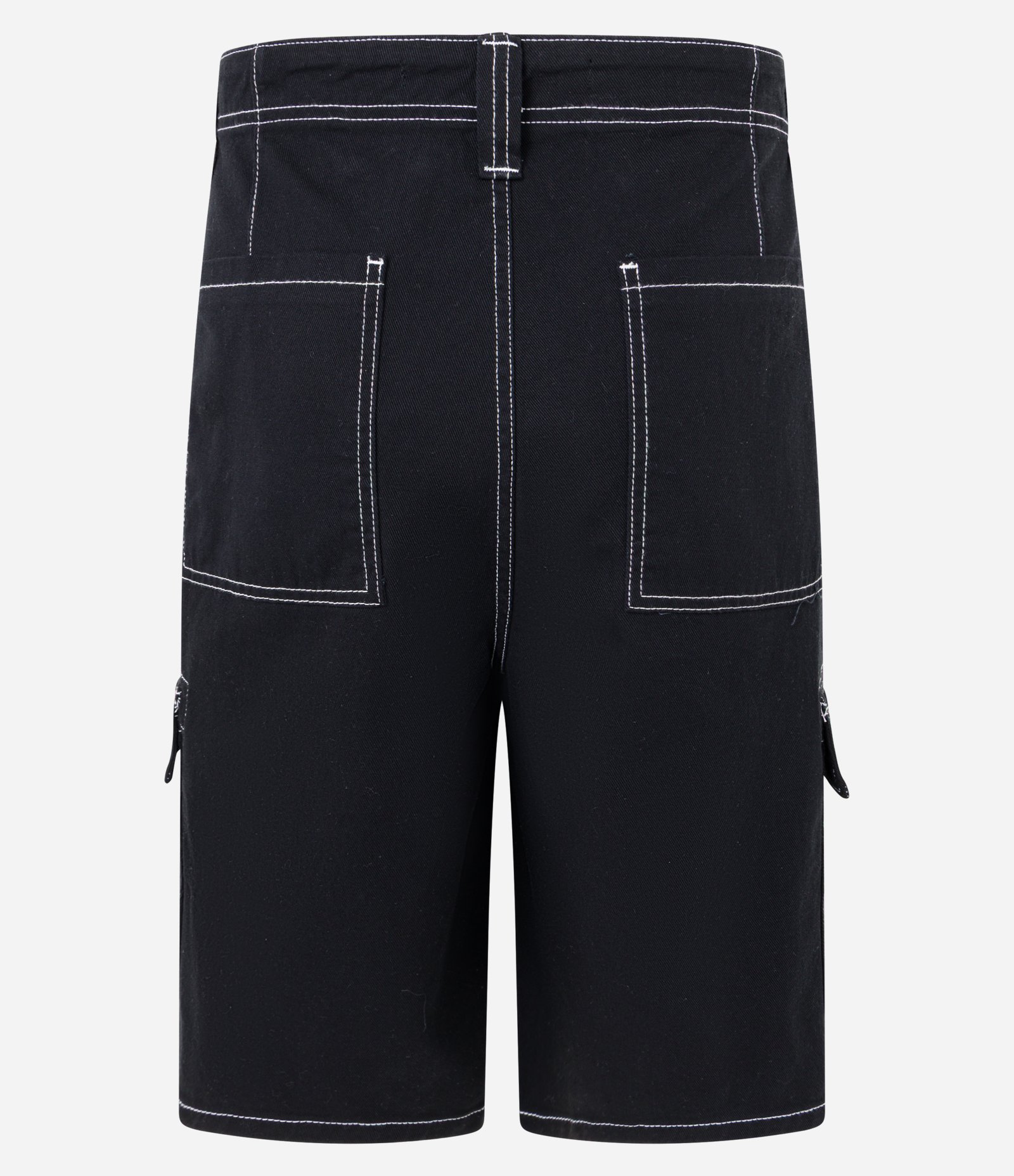 Bermuda Cargo Baggy em Sarja com Pesponto Contrastante Azul 7