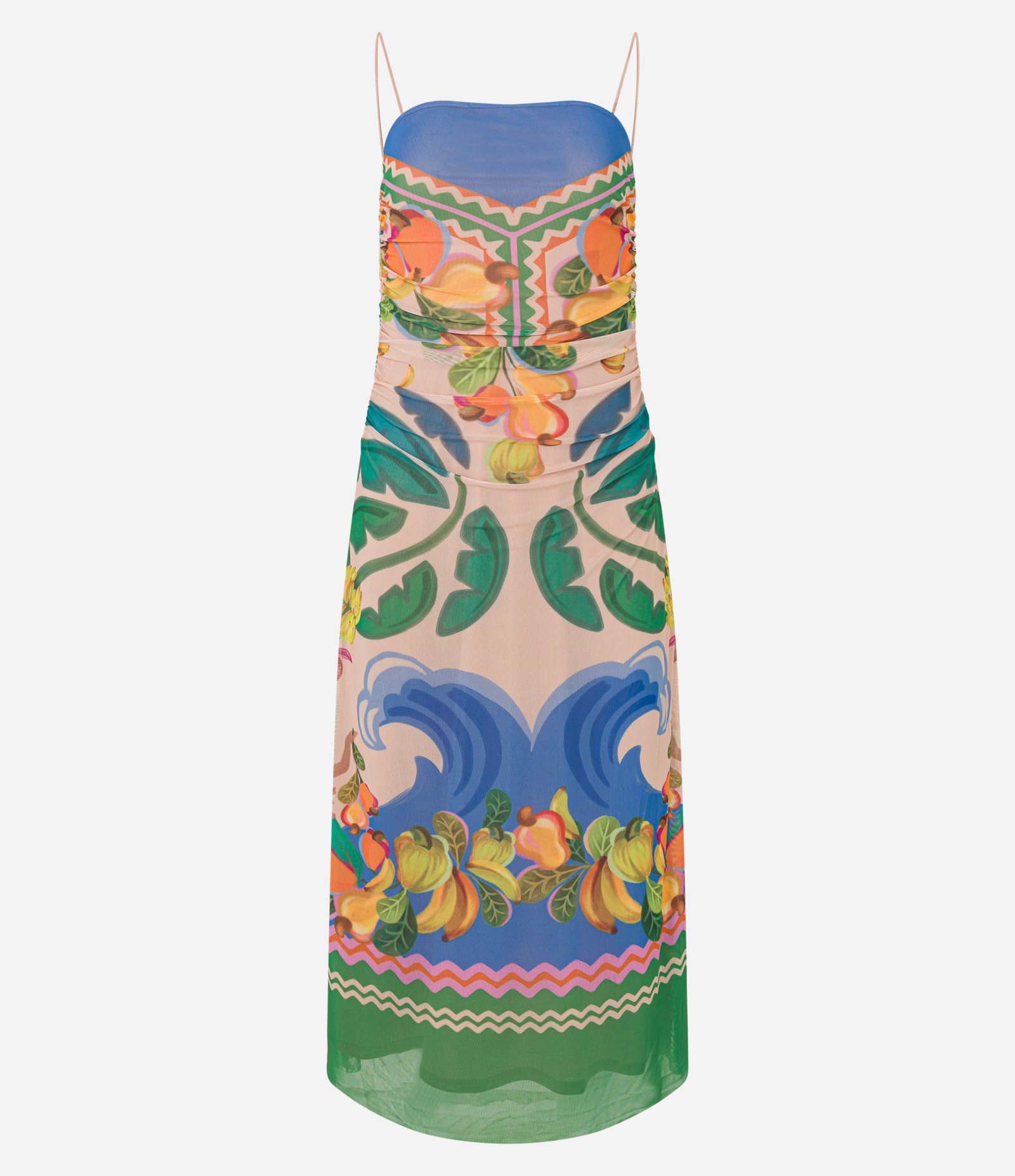 Vestido Long Midi em Tule com Estampa Tropical Multicores 7