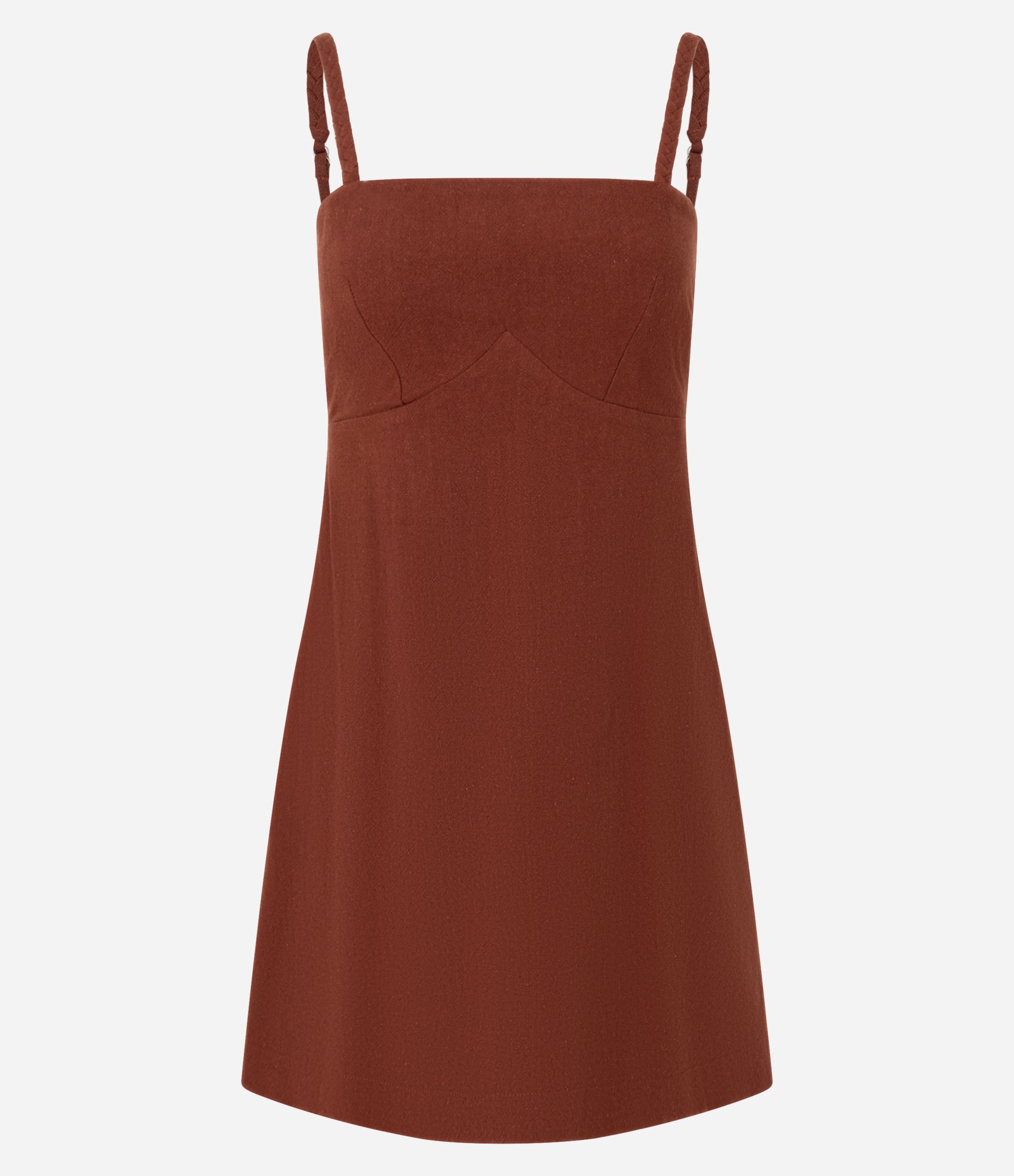 Vestido Curto em Viscose e Linho com Alcinha Trançada 1