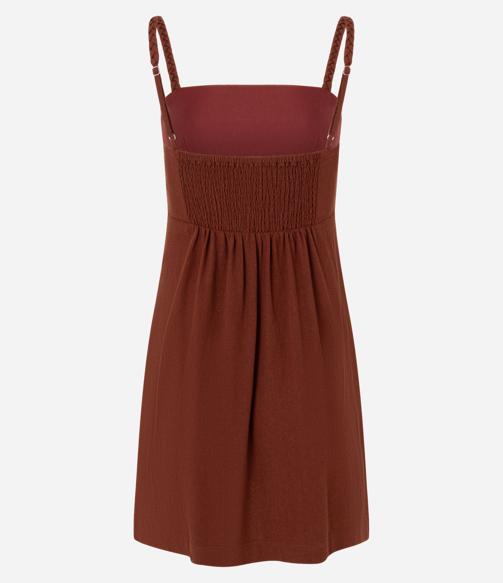 Vestido Curto em Viscose e Linho com Alcinha Trançada 2