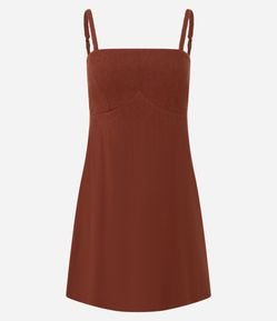 Vestido Curto em Viscose e Linho com Alcinha Trançada