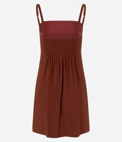 Vestido Curto em Viscose e Linho com Alcinha Trançada