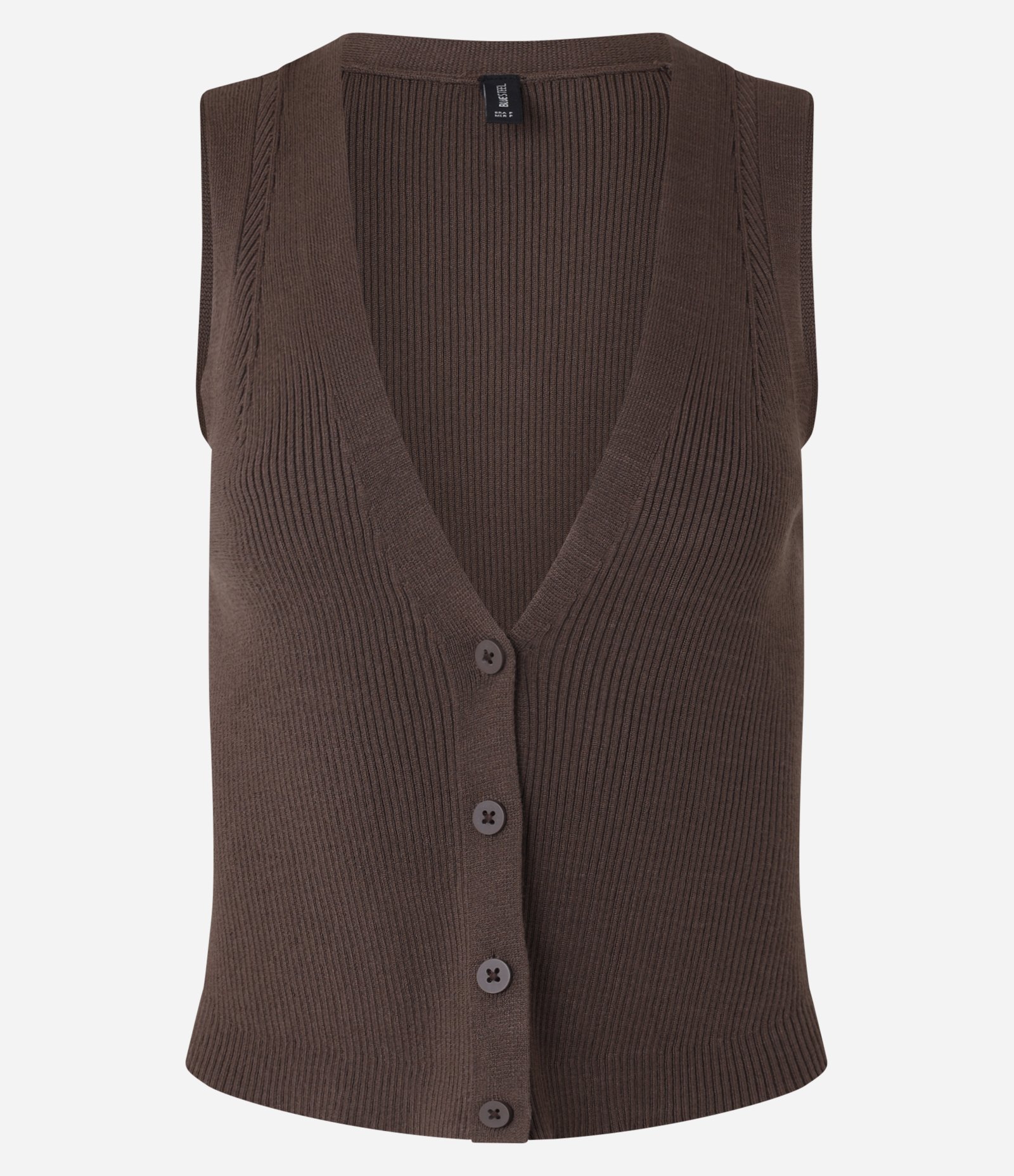 Blusa Colete em Tricô com Botões Marrom 5