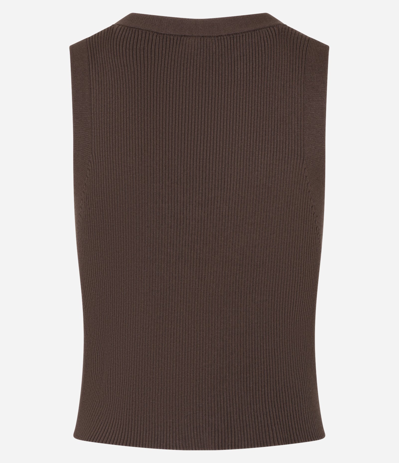 Blusa Colete em Tricô com Botões Marrom 7