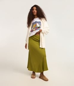 Saia Longa em Crepe com Textura Acetinada
