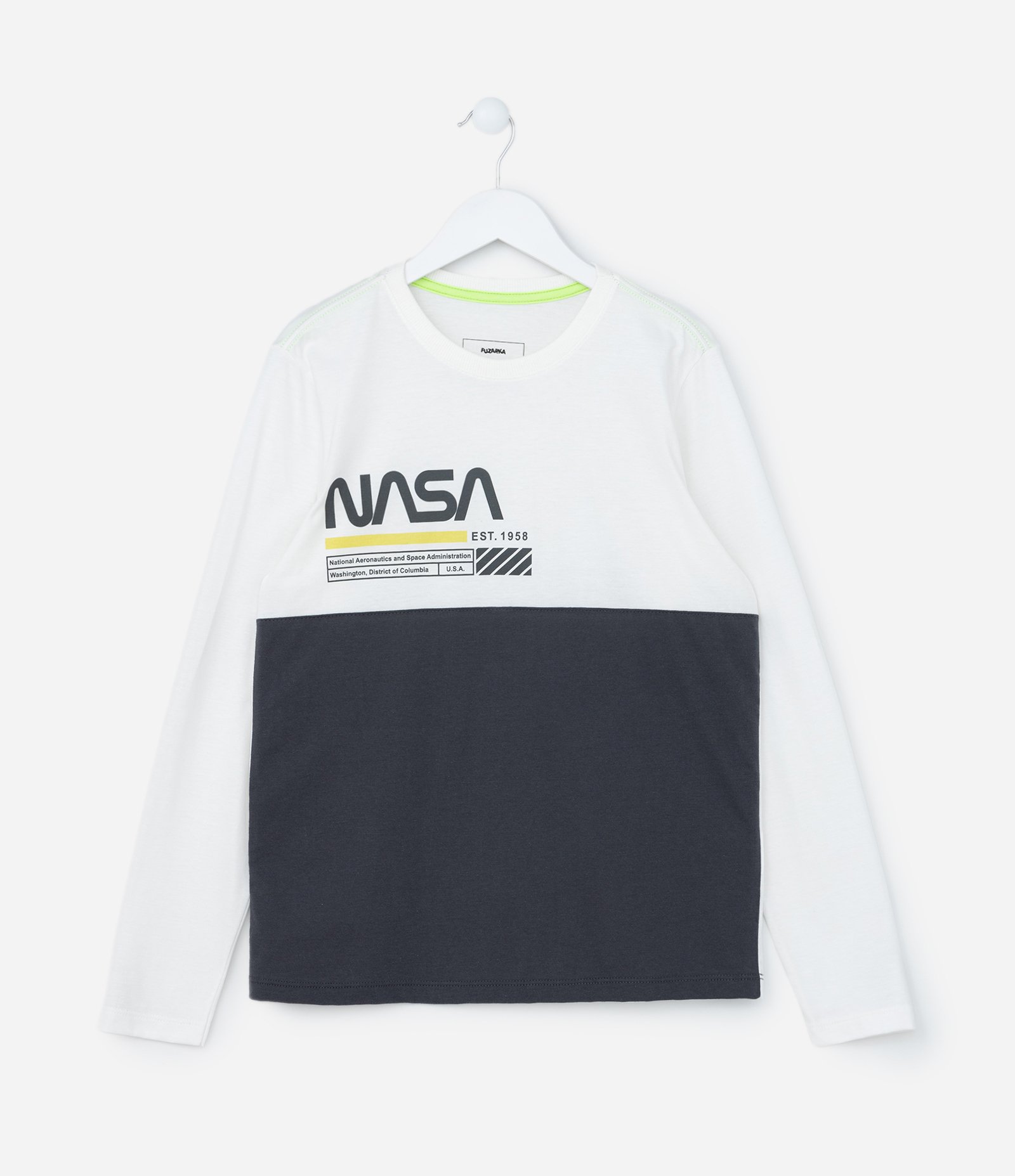 Camiseta Comfort Infantil com Estampa Nasa - Tam 5 a 14 Anos Branco/Cinza 1