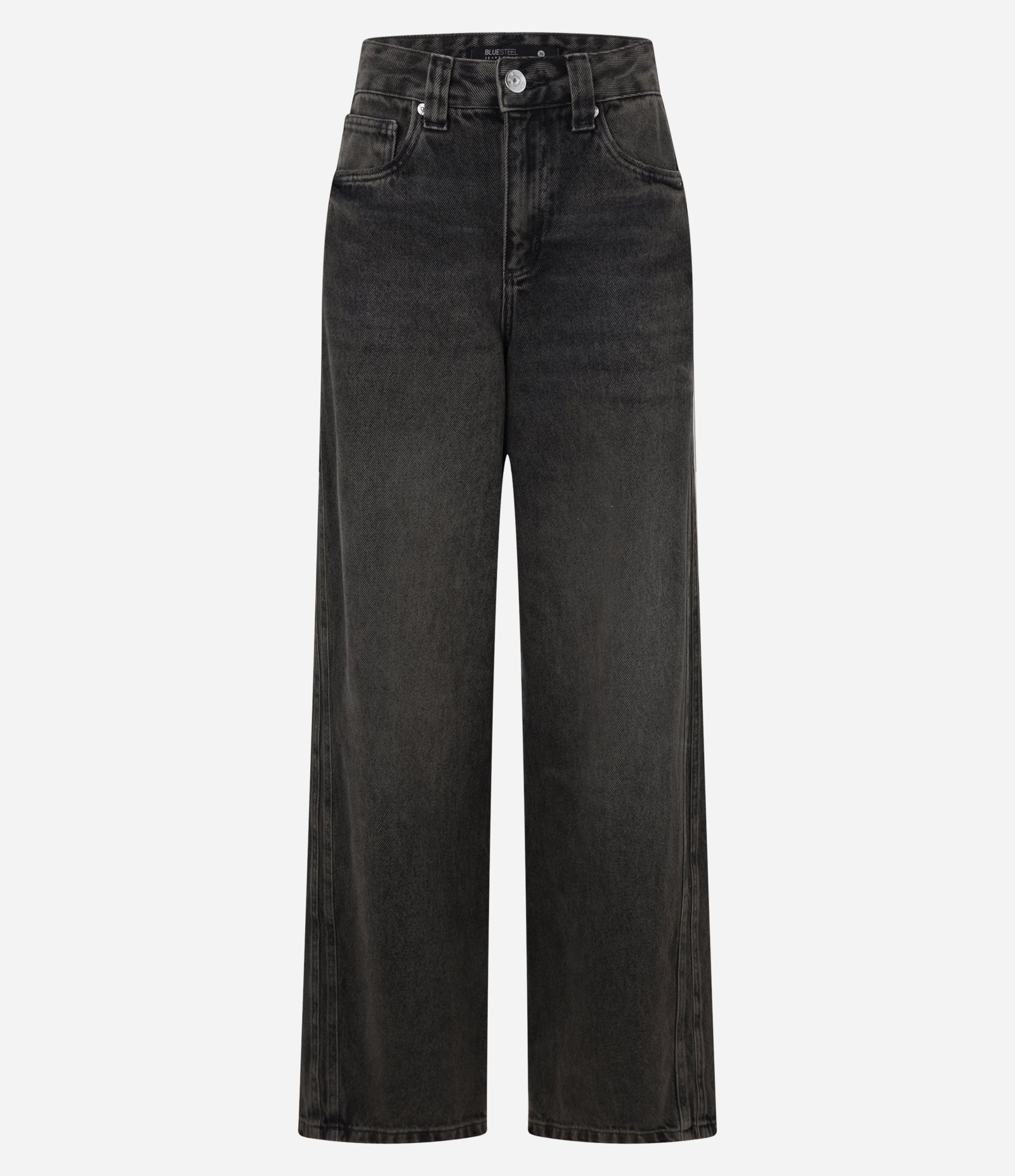 Calça Baggy em Jeans com Friso Lateral Preto 5
