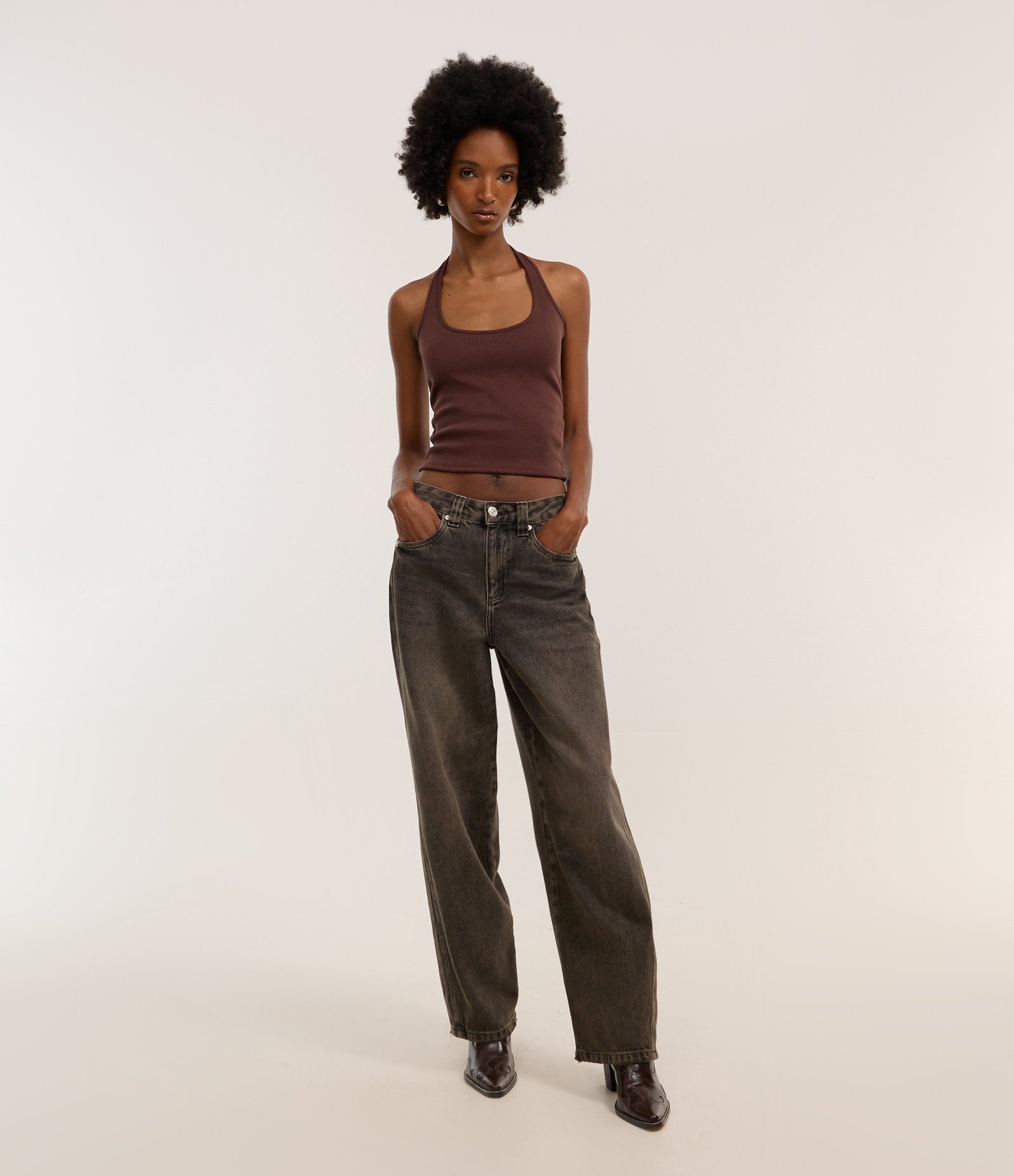 Calça Baggy em Jeans com Friso Lateral Preto 1