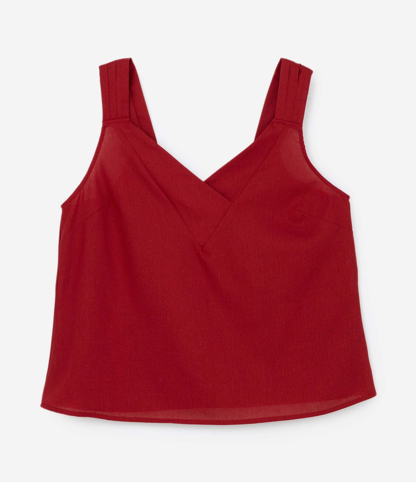 Regata em Viscolinho com Detalhe na Alça Curve & Plus Size Vermelho 4