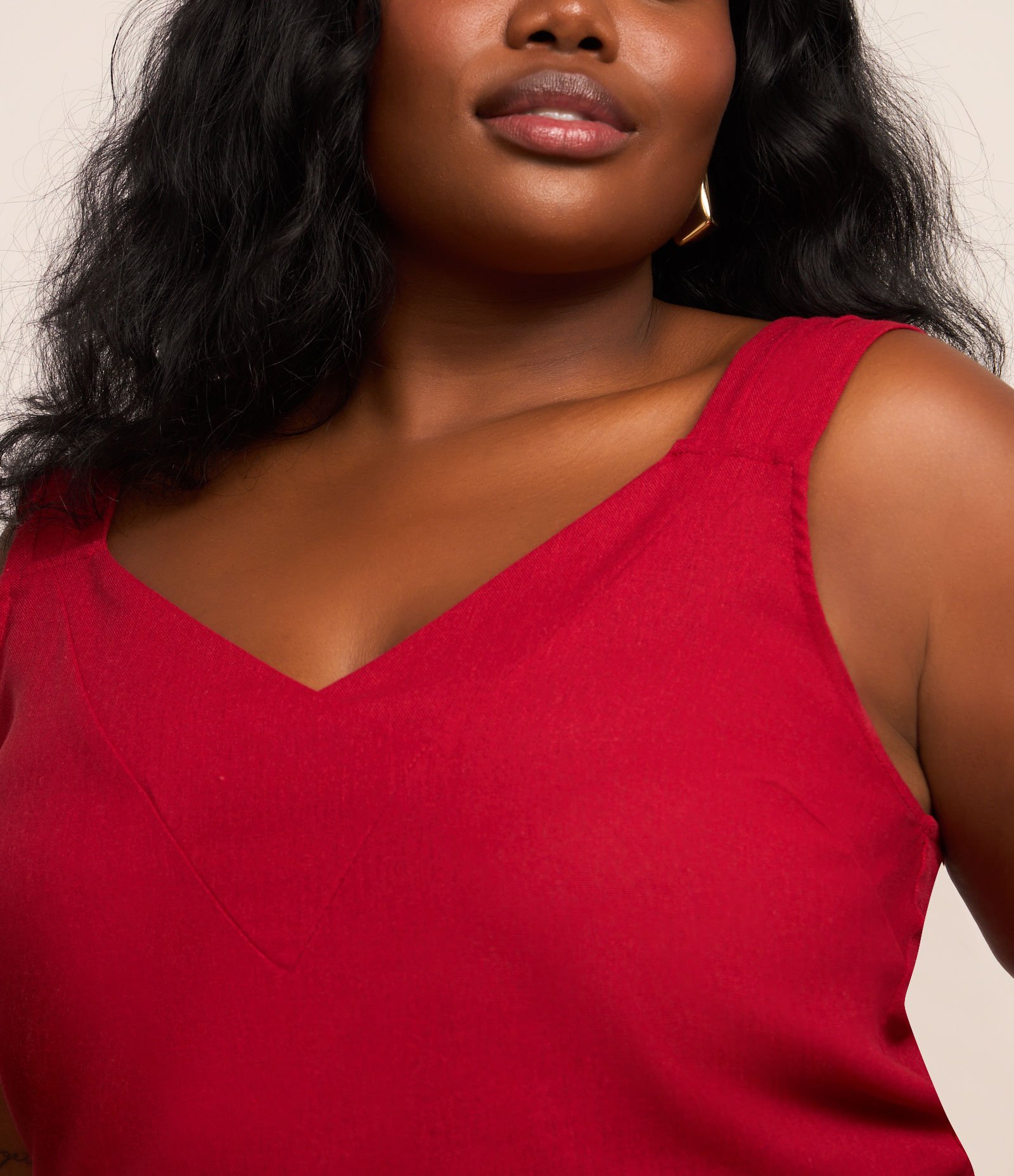 Regata em Viscolinho com Detalhe na Alça Curve & Plus Size Vermelho 3