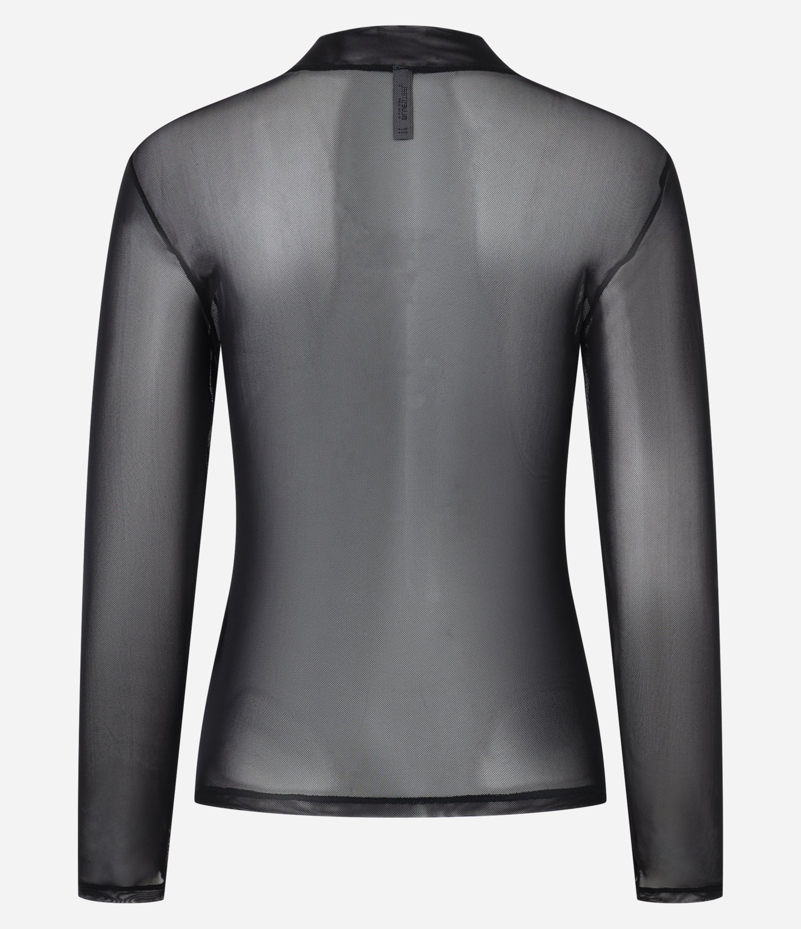 Blusa em Tule com Transparência e Gola Alta Preto 5