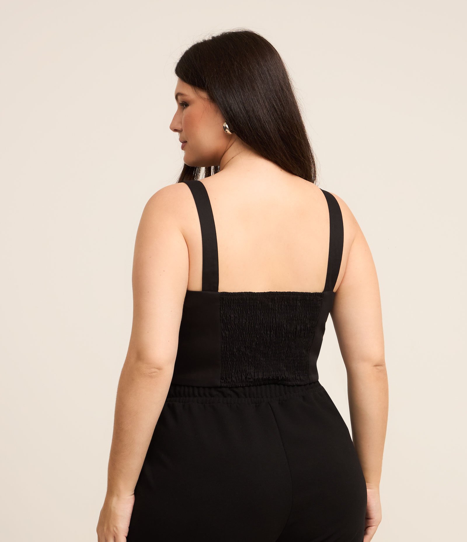 Top Coração em Sarja com Lastex Curve & Plus Size Preto 3
