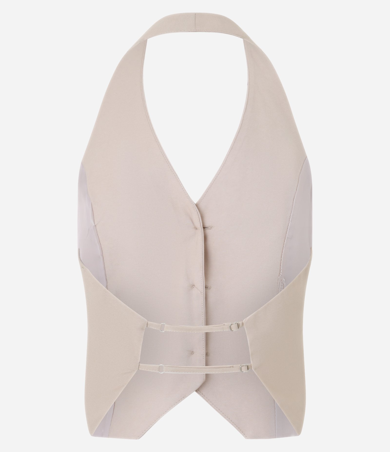 Blusa Frente Única Alfaiatada em Viscose com Costas Abertas Bege 6