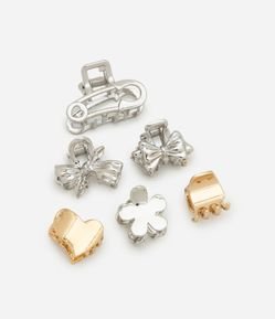 Kit 06 Piranhas de Cabelo com Formas Variadas Bicolores