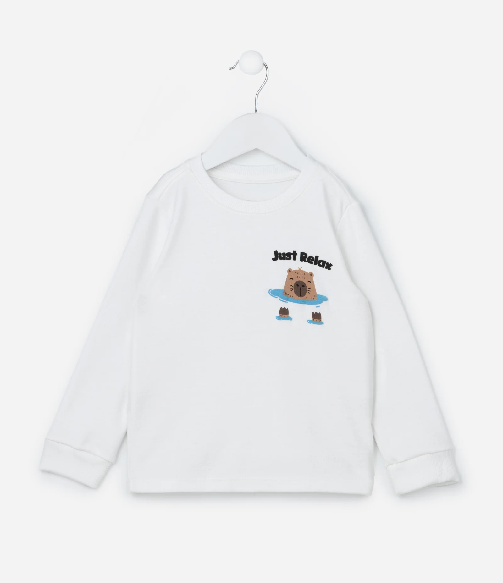 Camiseta Infantil com Estampa Capivara Relax - Tam 1 a 6 Anos Branco 1