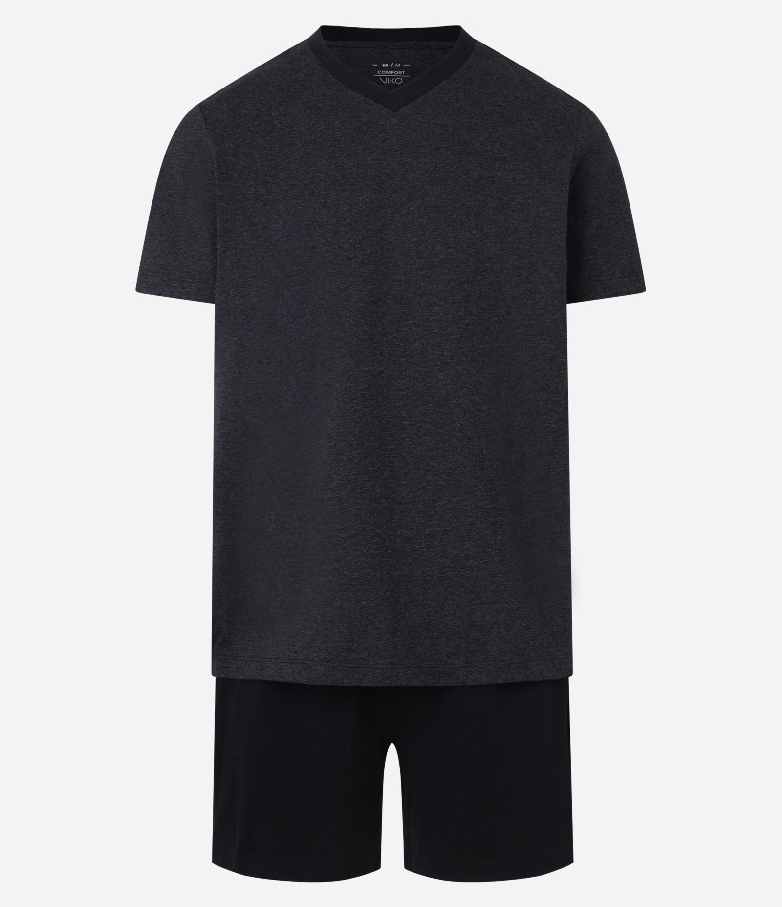 Pijama Curto em Algodão com Estampa Mesclada Preto 1