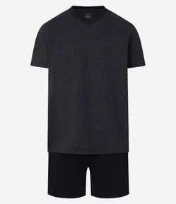Pijama Curto em Algodão com Estampa Mesclada