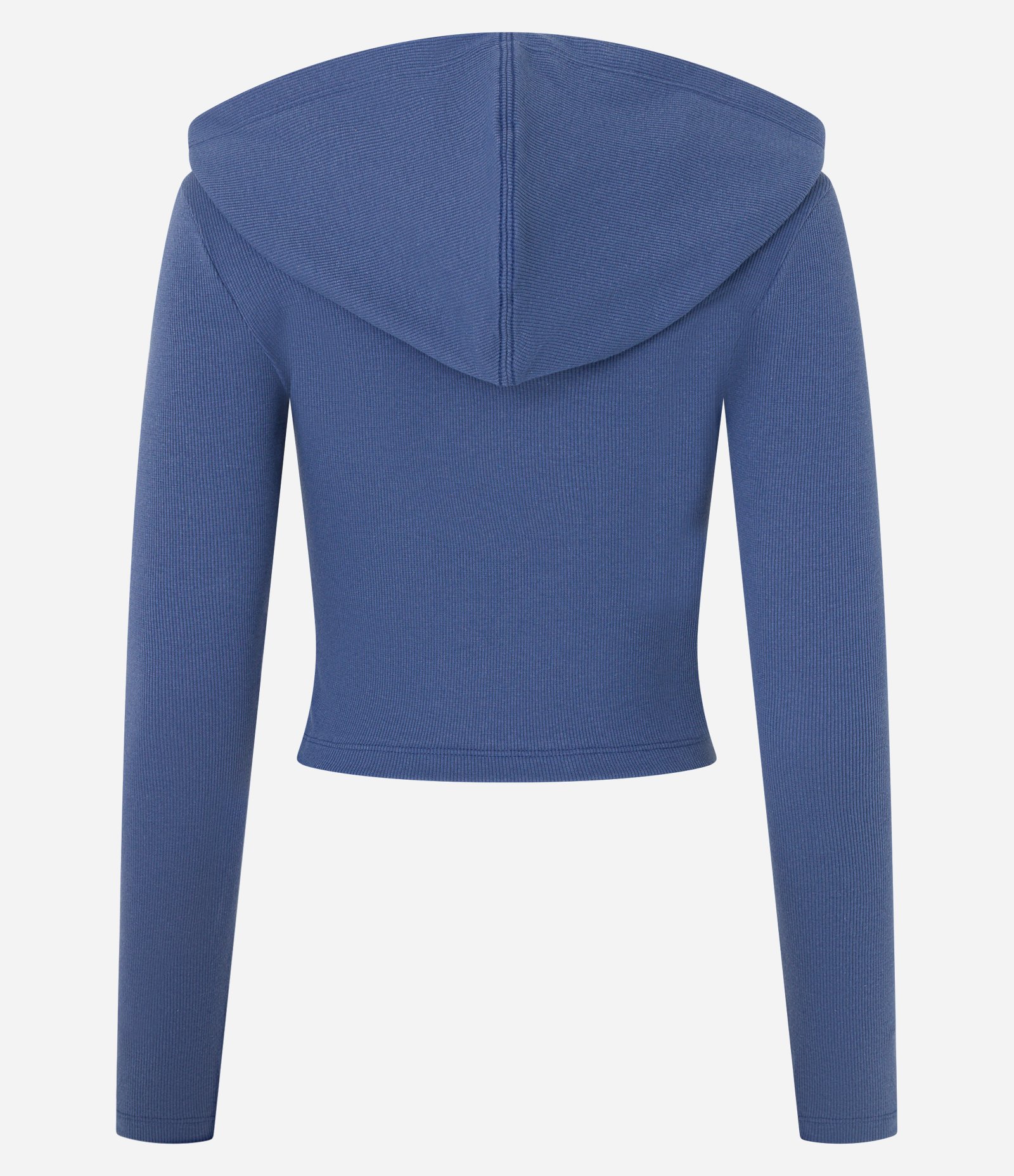 Casaco em Ribana com Capuz e Zíper Azul 7