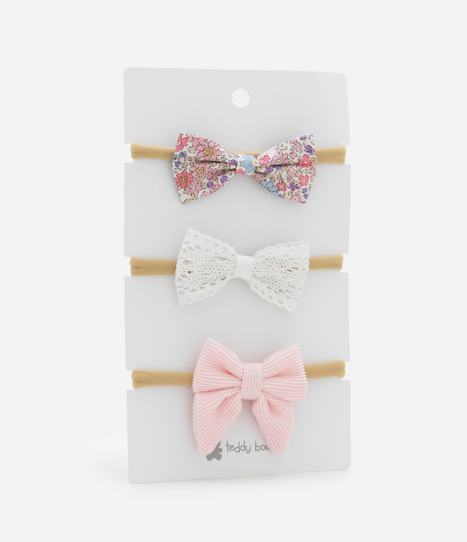 Kit 03 Faixas de Cabelo Infantil com Lacinhos - Tam Único Bege 1