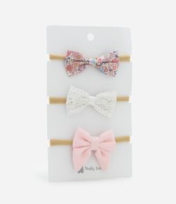 Kit 03 Faixas de Cabelo Infantil com Lacinhos - Tam Único