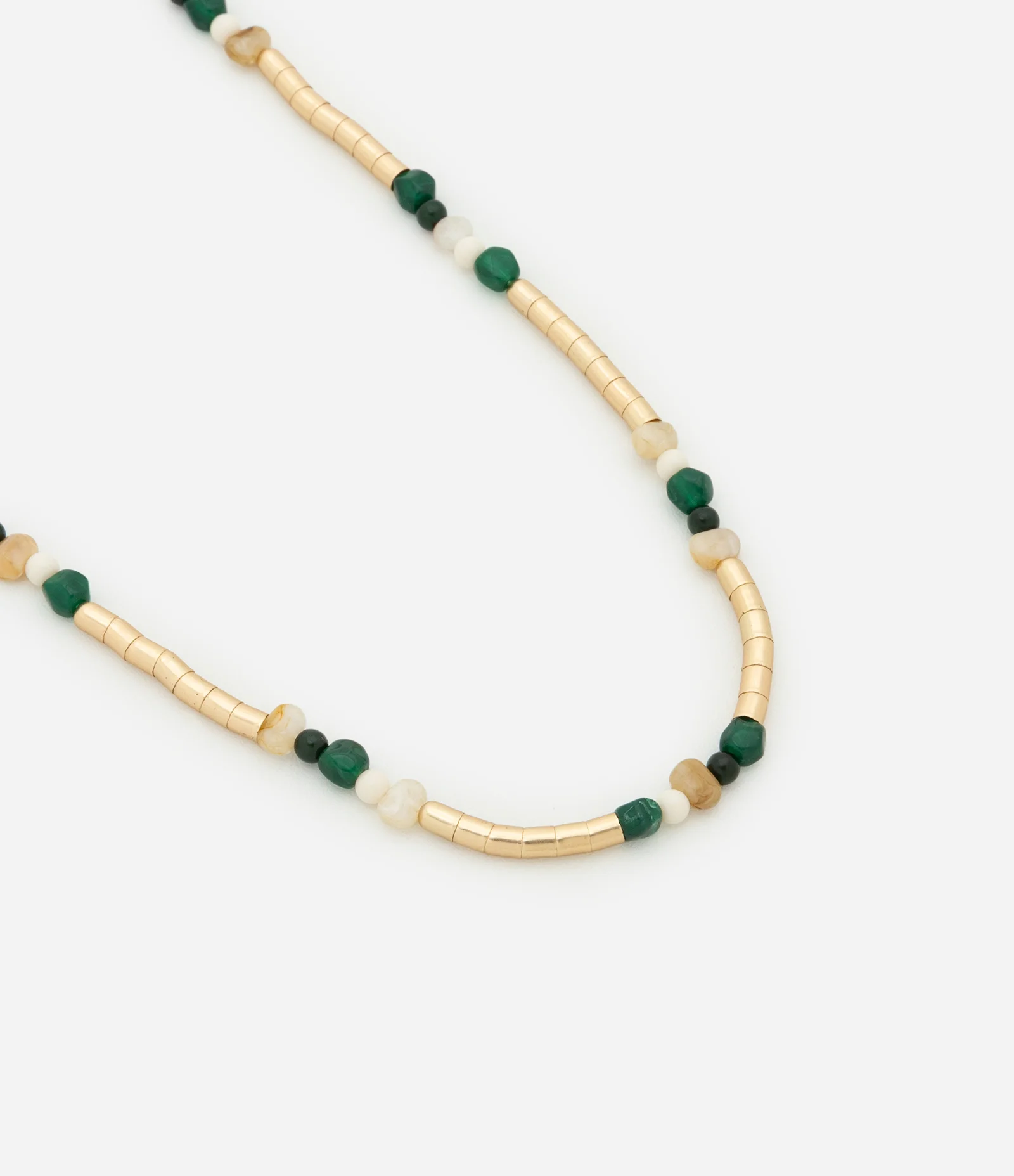 Colar Longo com Pedras em Resina Dourado 1