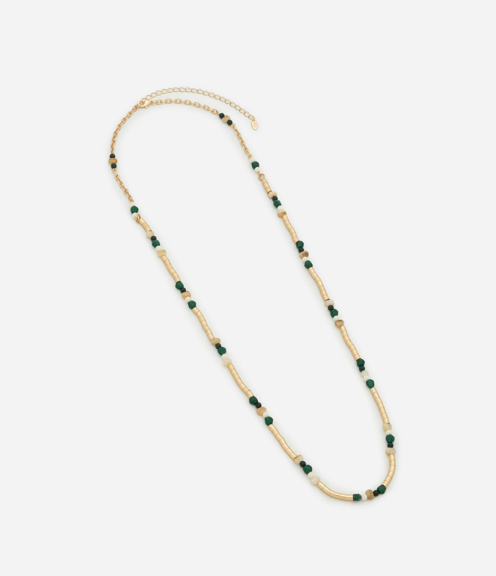 Colar Longo com Pedras em Resina Dourado 2