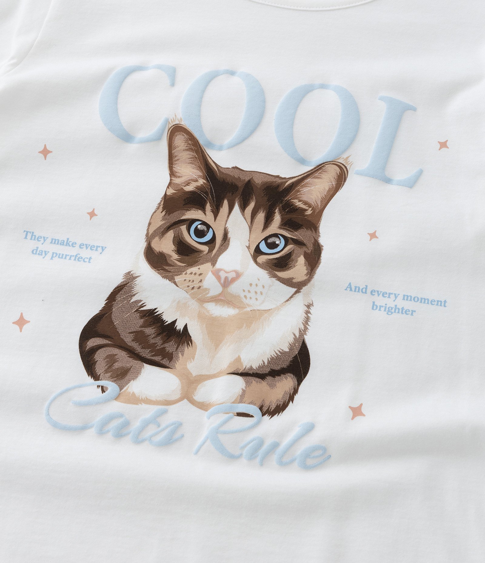 Camiseta Infantil com Estampa Gatinho - Tam 5 a 14 Anos Branco 5