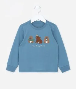 Camiseta Infantil com Bordado Capivarinhas - Tam 1 a 6 Anos