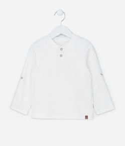Camiseta Infantil com Gola Henley e Botões - Tam 1 a 6 Anos