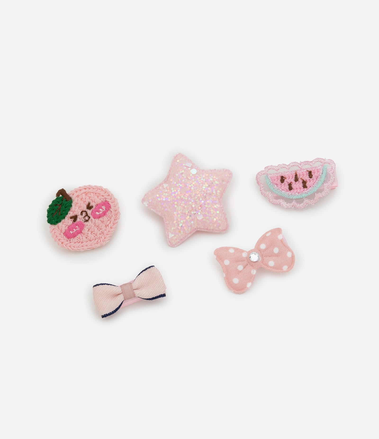 Kit 05 Presilhas de Cabelo Infantil com Formatos Variados - Tam Único Rosa 1