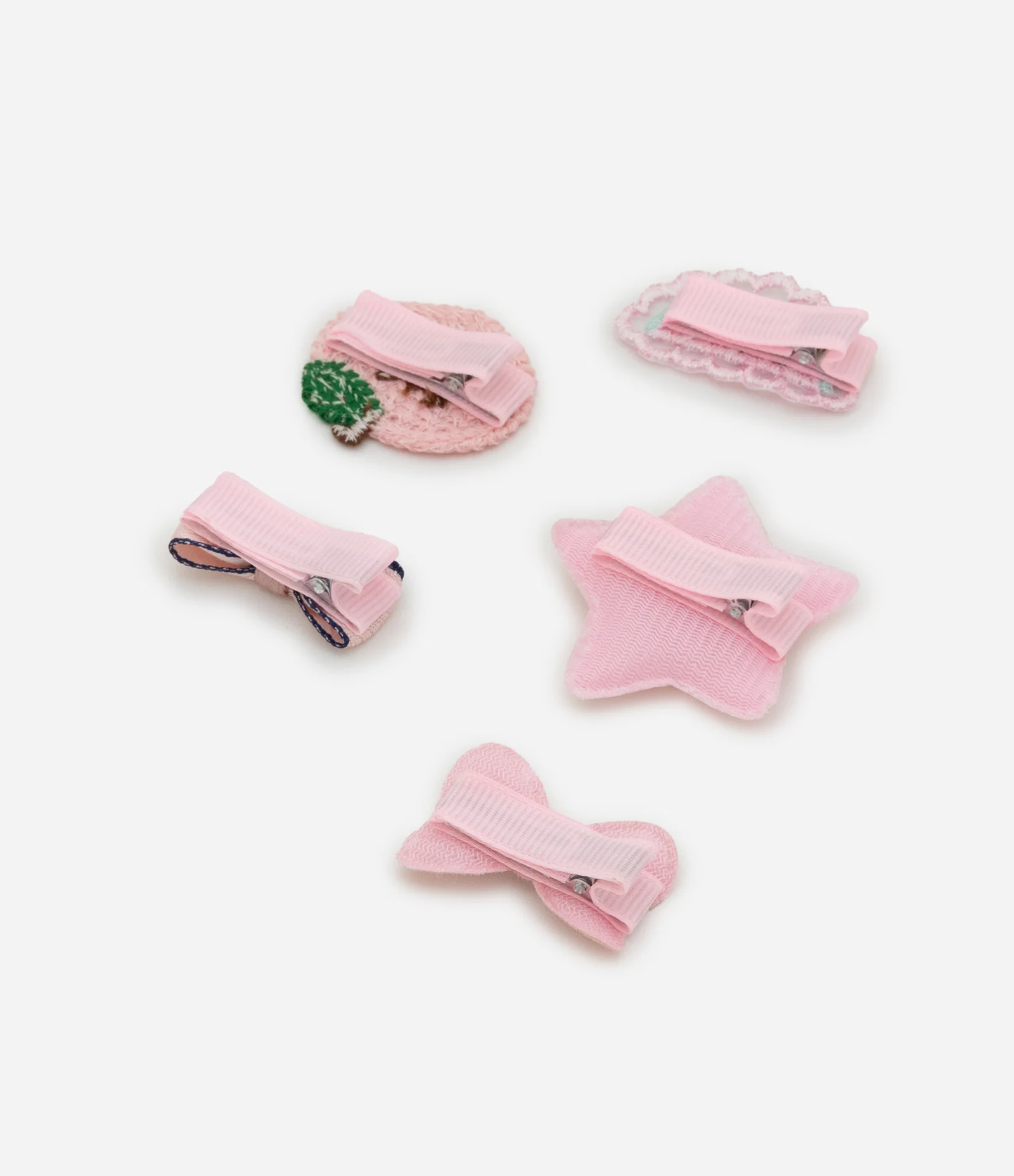 Kit 05 Presilhas de Cabelo Infantil com Formatos Variados - Tam Único Rosa 2