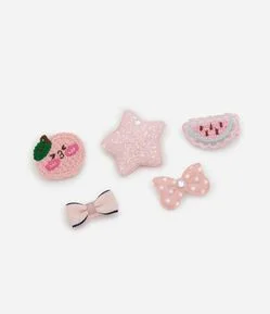Kit 05 Presilhas de Cabelo Infantil com Formatos Variados - Tam Único