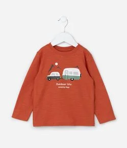 Camiseta Infantil Texturizada com Estampa Carros - Tam 1 a 6 Anos