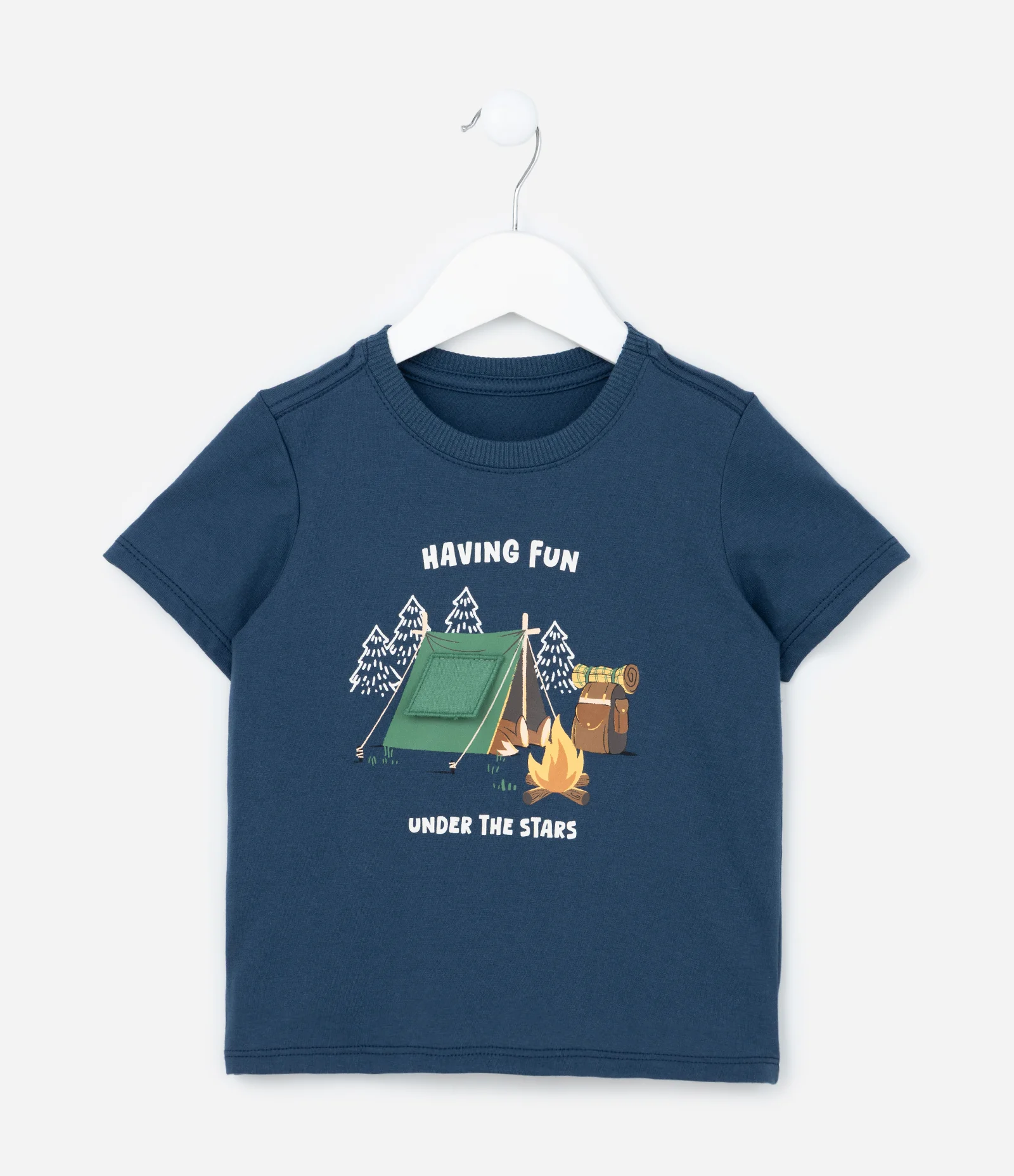 Camiseta Infantil com Estampa Interativa de Cabaninha - Tam 1 a 6 Anos Azul 1