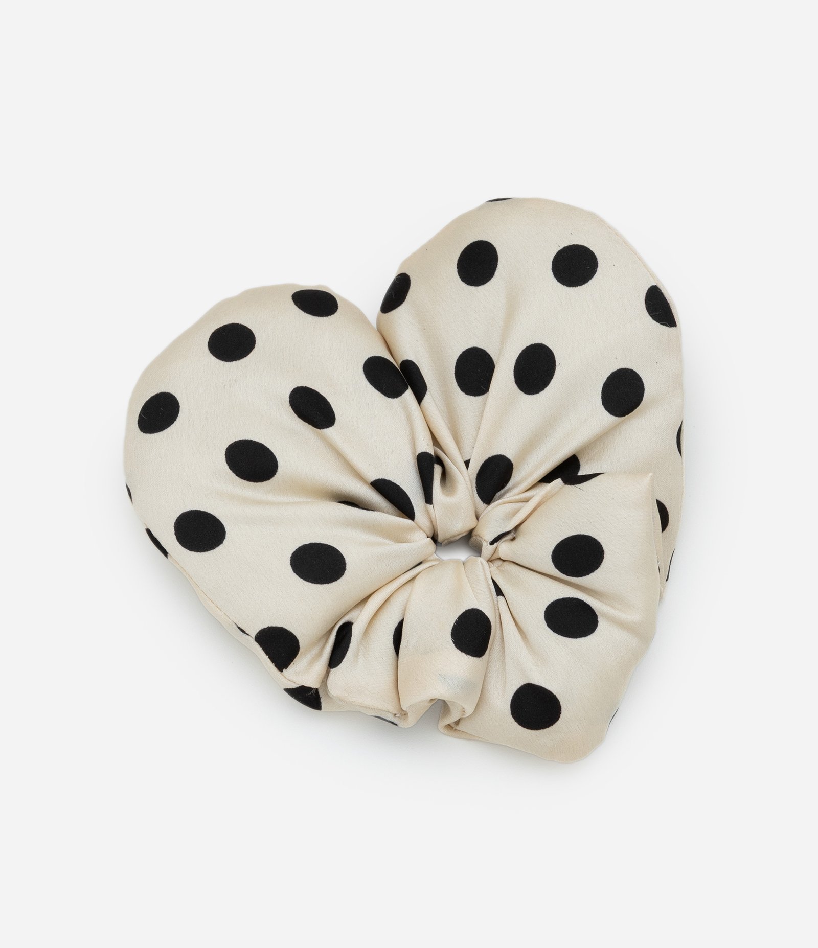 Scrunchie Puffer em Formato Coração com Estampa Poá Off White 1