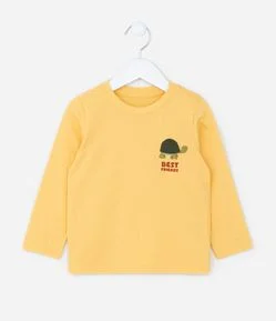 Camiseta Infantil com Estampa Interativa de Tartaruga - Tam 1 a 6 Anos