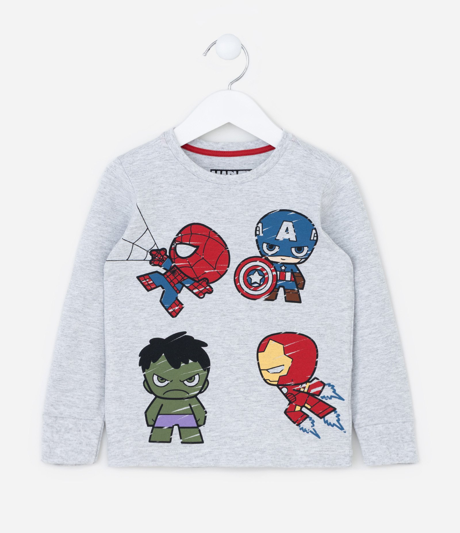 Pijama Infantil com Estampa Mini Heróis Marvel - Tam 2 a 6 Anos Cinza/Vermelho 2