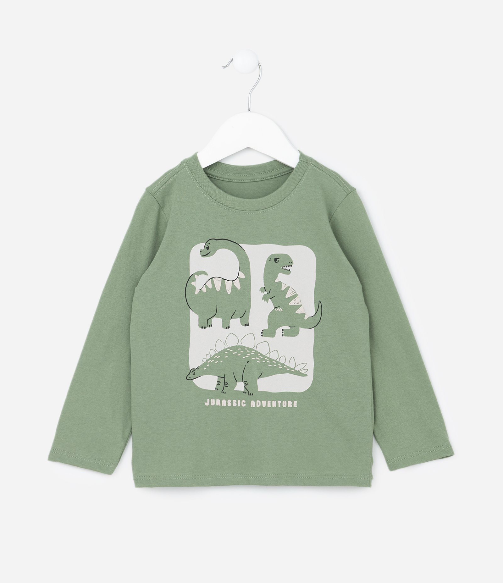 Camiseta Infantil com Estampa de Dinos 3D - Tam 1 a 6 Anos Verde 1