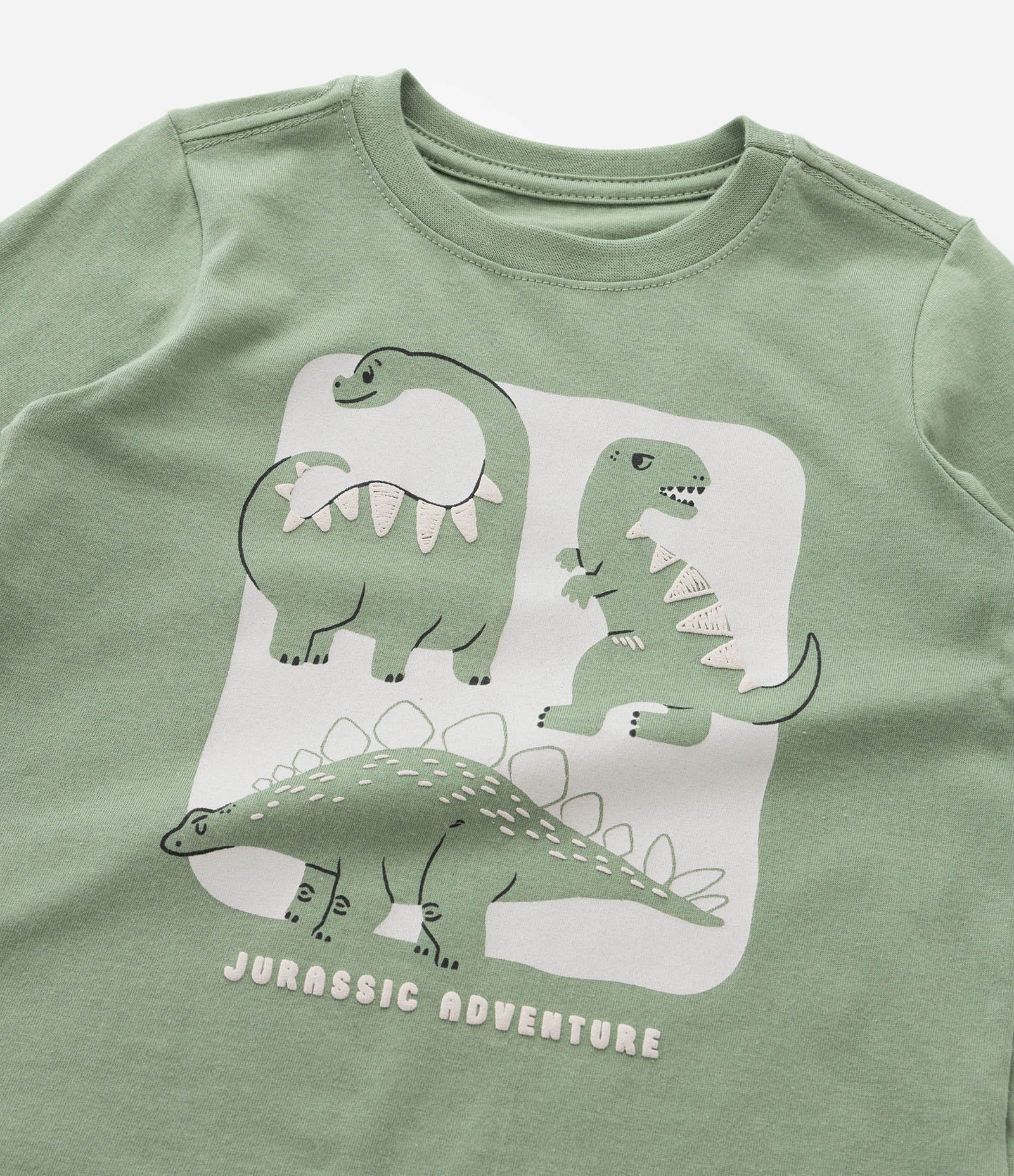 Camiseta Infantil com Estampa de Dinos 3D - Tam 1 a 6 Anos Verde 4