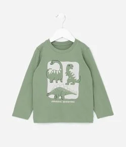 Camiseta Infantil com Estampa de Dinos 3D - Tam 1 a 6 Anos