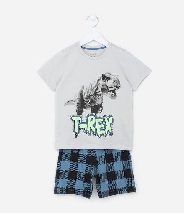 Pijama Infantil com Estampa Dino T-Rex - Tam  6 a 14 Anos