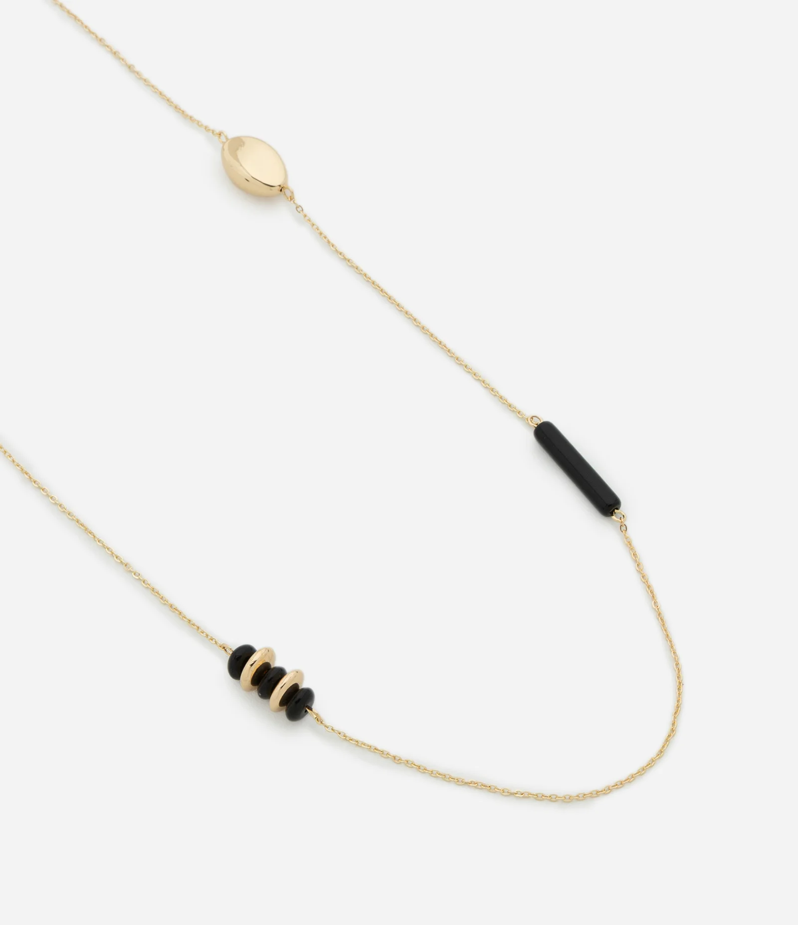 Colar Longo com Miçangas em Resina Dourado 1