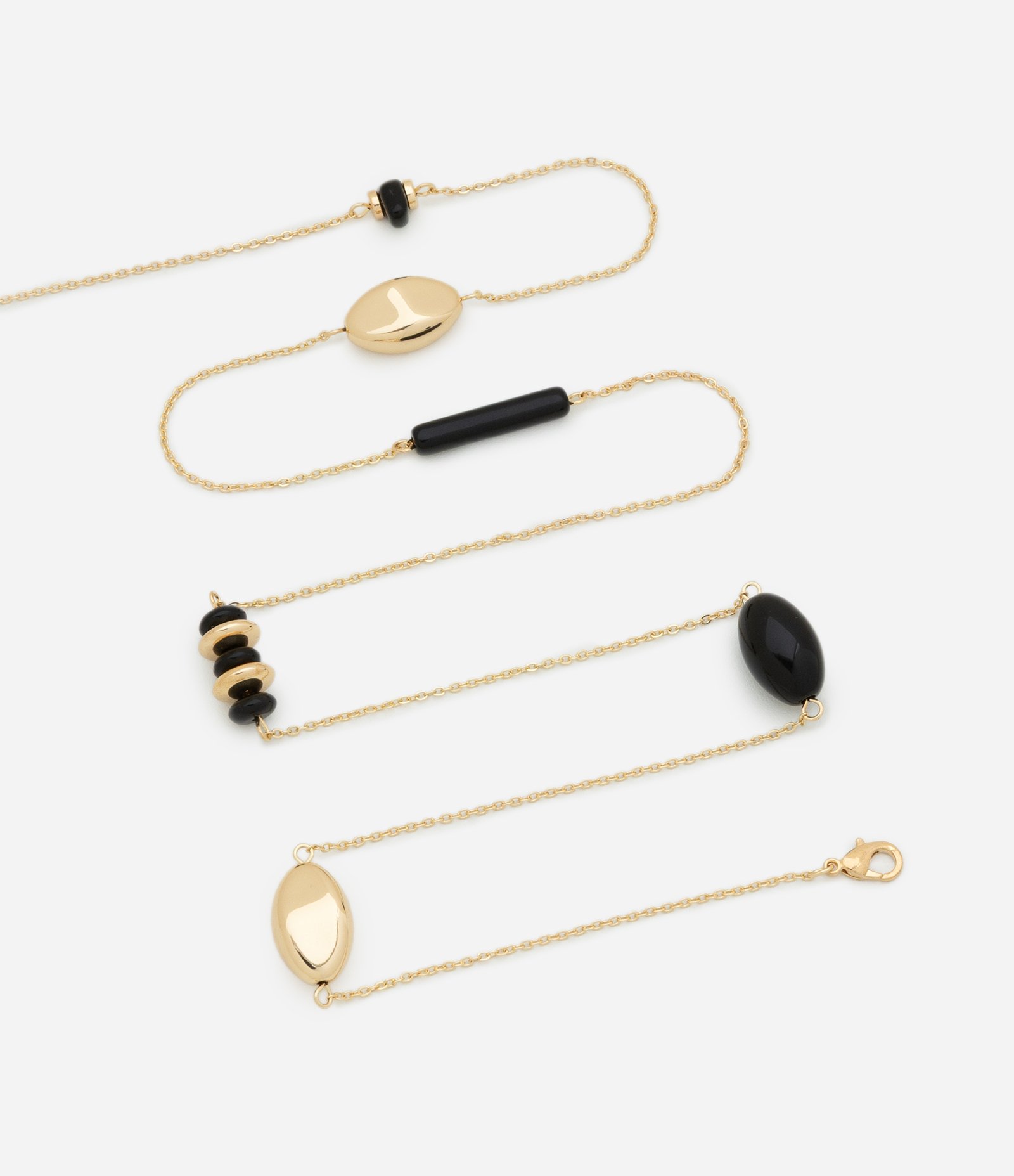 Colar Longo com Miçangas em Resina Dourado 3