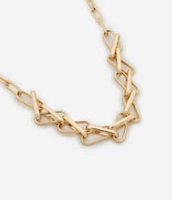 Colar Curto em Metal com Elos Duplos