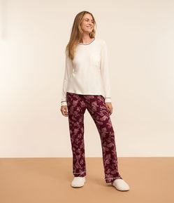 Pijama Longo em Viscose com Estampa de Figos