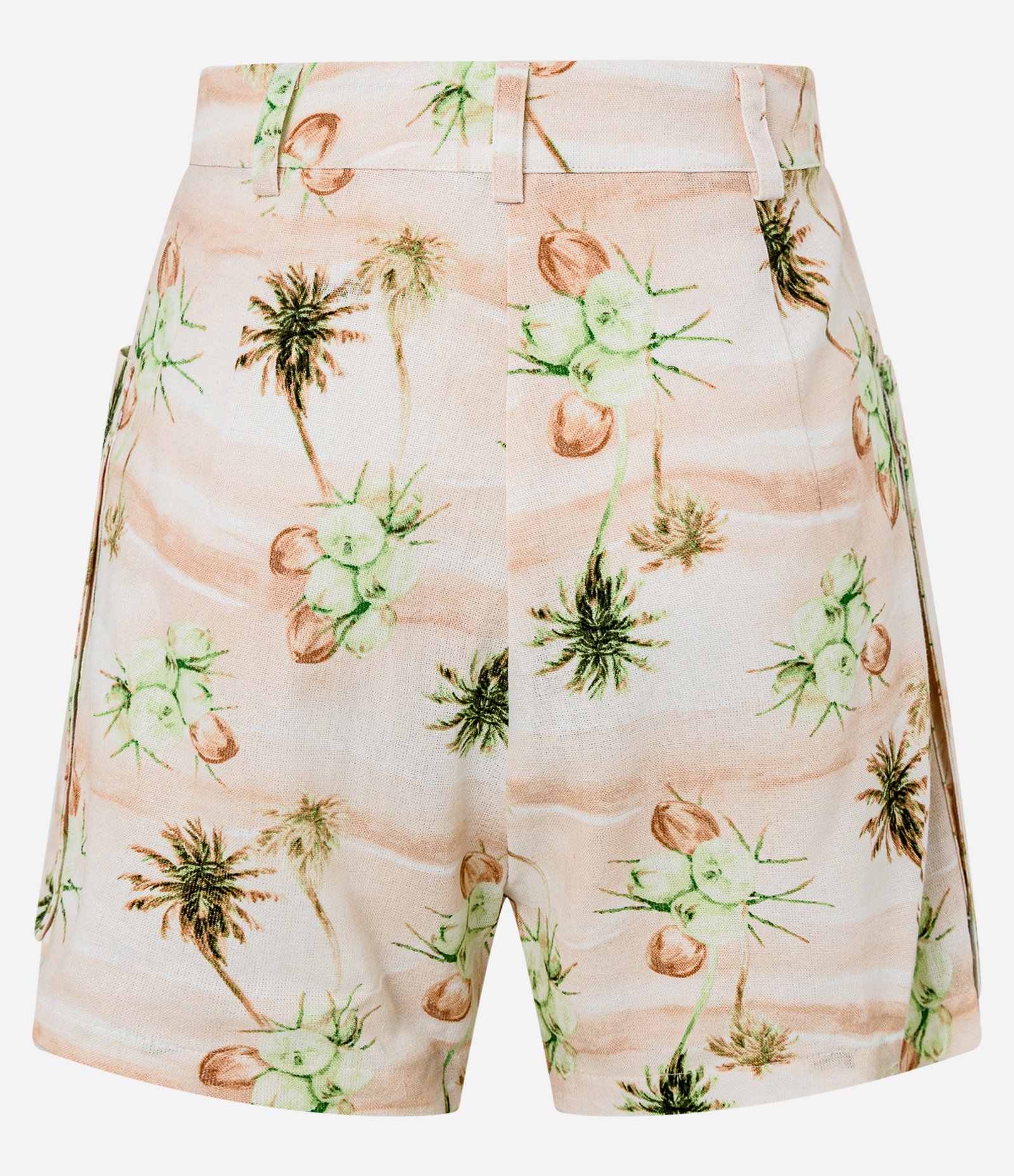 Short Curto em Viscose e Linho com Estampa Tropical e Bolso Fole Utilitário Bege 8