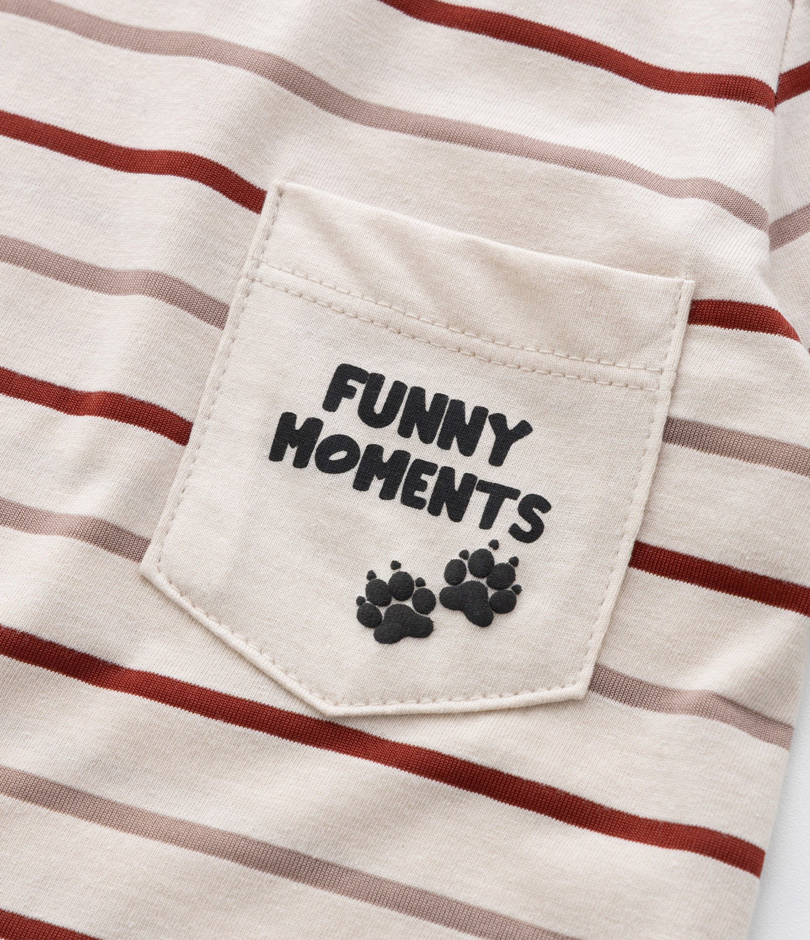 Camiseta Infantil com Bolsinho e Estampa Listrada - Tam 1 a 6 Anos Bege 6